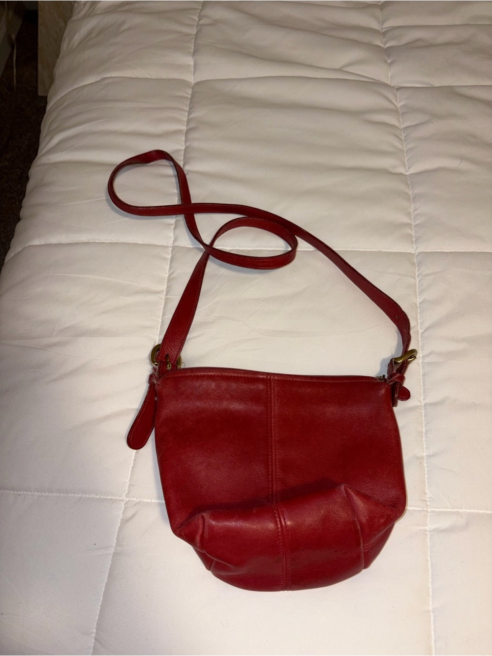 Coach Red Leather Crossbody Bag with Adjustable Strap